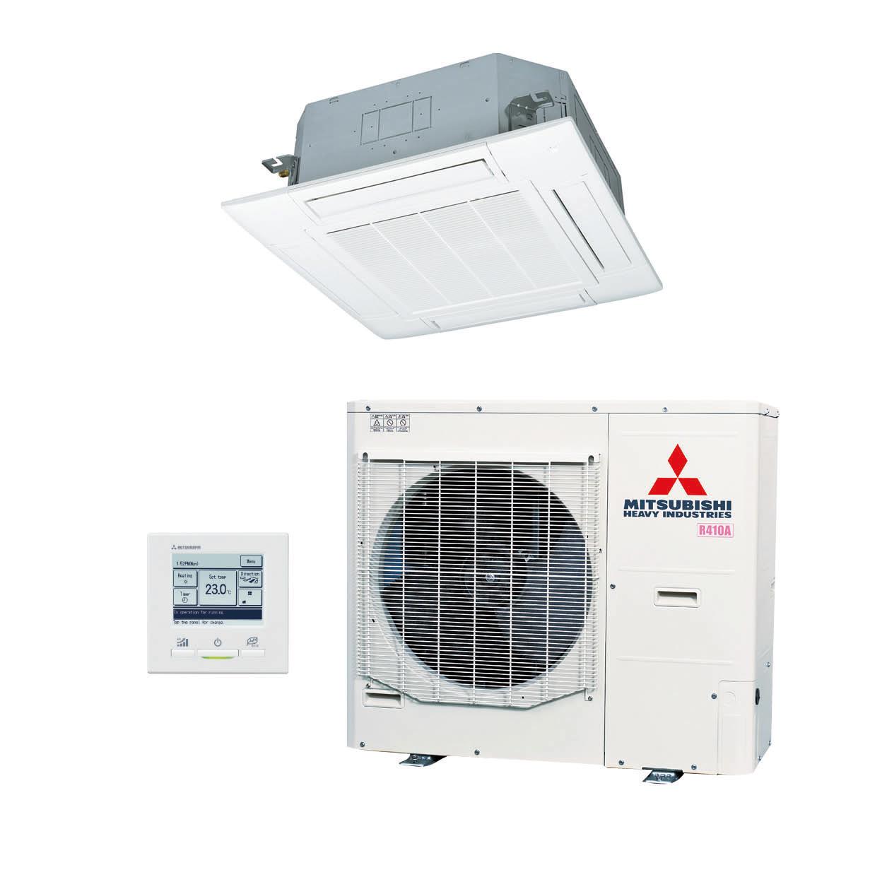 Cassette 90 X 90 single-split Micro inverter FDT100VH 10,0 kW inclusief paneel en bedrade wandbediening